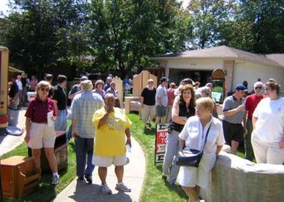Happy bidders at auction