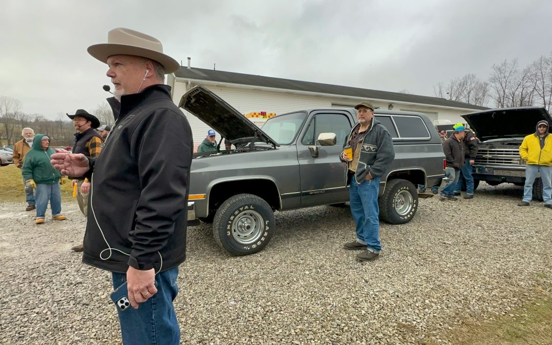 Auctioneer conducting an on-site auction for Hoffman Auctions in Ohio Business liquidation auction managed by Hoffman Auctions